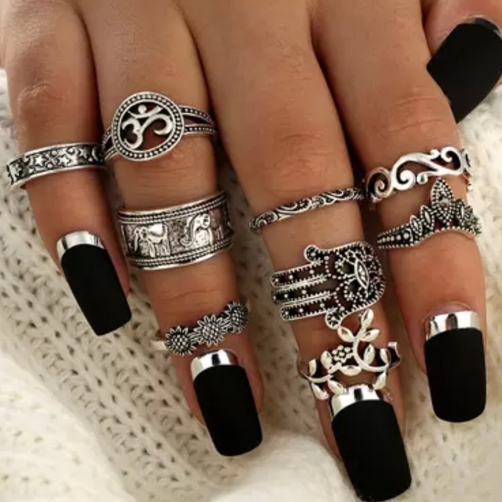3/$30 Silver Boho Ring Set